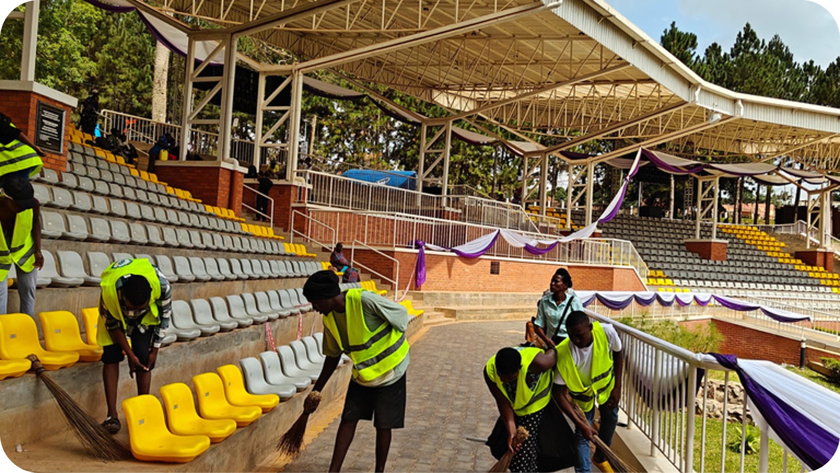 Cleaning team at work